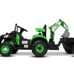 Duży Traktor 3w1 na akumulator z Koparką Łyżką i przyczepką pilot skóra