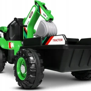 Duży Traktor 3w1 na akumulator z Koparką Łyżką i przyczepką pilot skóra