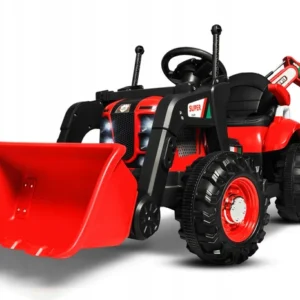 Duży Traktor 3w1 na akumulator z Koparką Łyżką i przyczepką pilot skóra