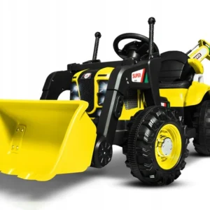 Duży Traktor 3w1 na akumulator z Koparką Łyżką i przyczepką pilot skóra