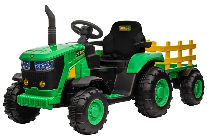 Duży Traktor na akumulator z przyczepką – pilot, LED, dźwięki, 152 cm