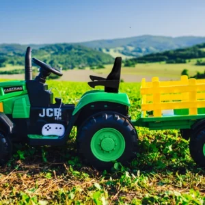 Duży Traktor na akumulator z przyczepką – pilot, LED, dźwięki, 152 cm