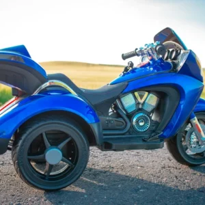 Duży Motorek Trójkołowy na Akumulator 12V 7Ah – koła EVA, skóra, LED