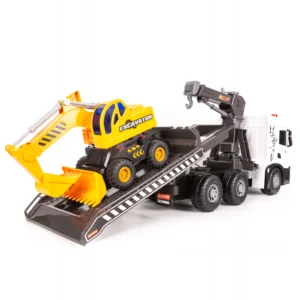 DUŻA SCANIA P 410 ciężarówka XXL TIR Laweta z Koparką światła Gigant 50cm