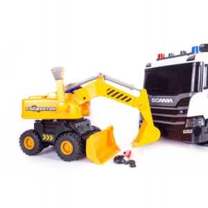 DUŻA SCANIA P 410 ciężarówka XXL TIR Laweta z Koparką światła Gigant 50cm