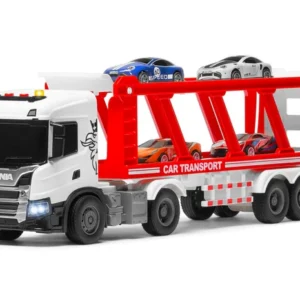SCANIA P 410 ciężarówka LAWETA Z AUTAMI napęd frykcyjny światła dźwięki