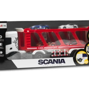 SCANIA P 410 ciężarówka LAWETA Z AUTAMI napęd frykcyjny światła dźwięki