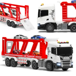 SCANIA P 410 ciężarówka LAWETA Z AUTAMI napęd frykcyjny światła dźwięki