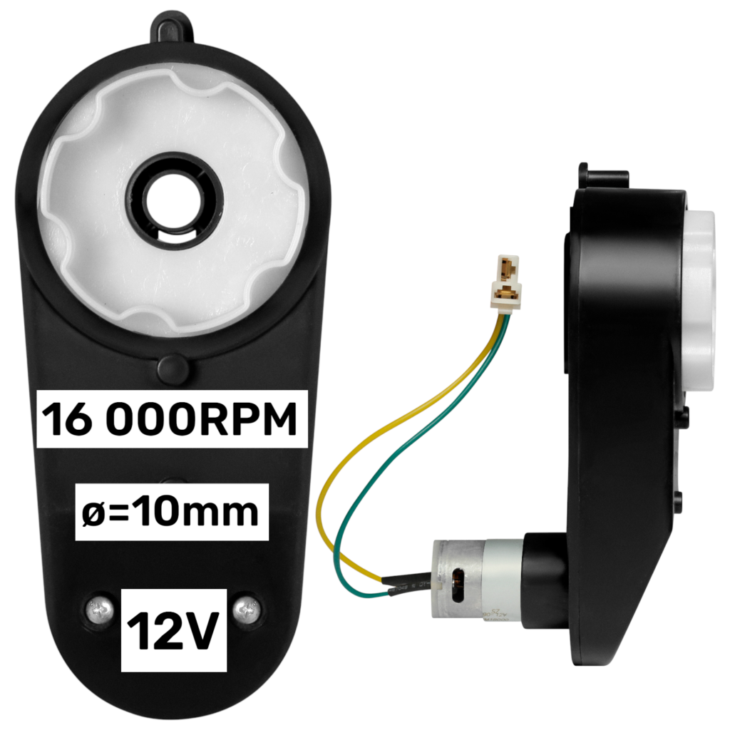 SILNIK NAPĘD 12V 16000 RPM PRZEKŁADNIA DO AUT NA AKUMULATOR 10mm RS390