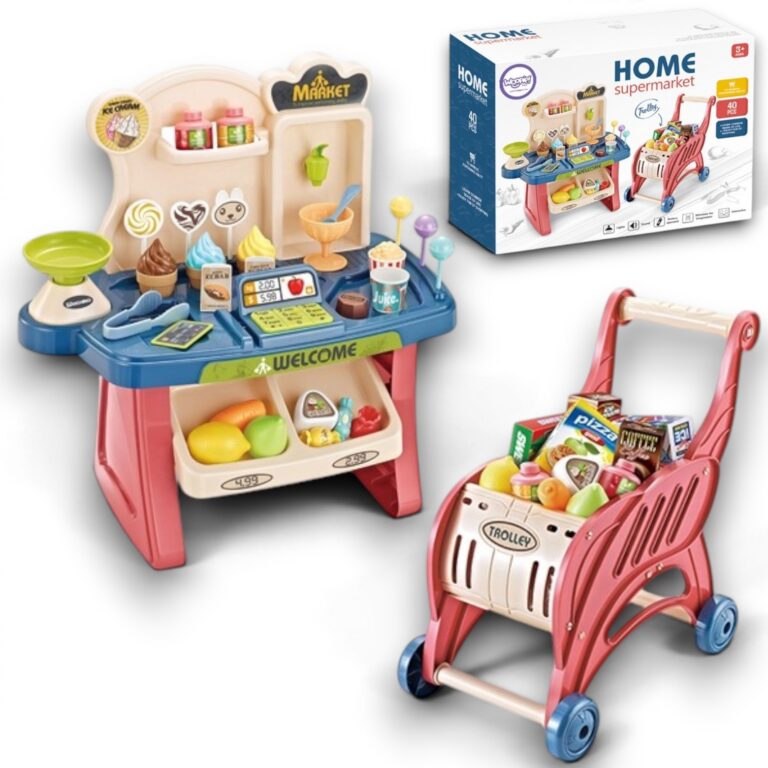 Sklep Supermarket Wózek na Zakupy Lody Słodycze + 40 elementów Joy4kids