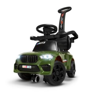 Jeździk LAKIER MIĘKKIE KOŁA EVA 4w1 MX5 z rączką do pchania dźwięki LEDy