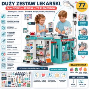 OGROMNY LEKARSKI ZESTAW DOKTOR MAŁY LEKARZ SZPITAL DLA DZIECI SKLEP KASA