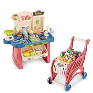 Sklep Supermarket Wózek na Zakupy Lody Słodycze + 40 elementów Joy4kids