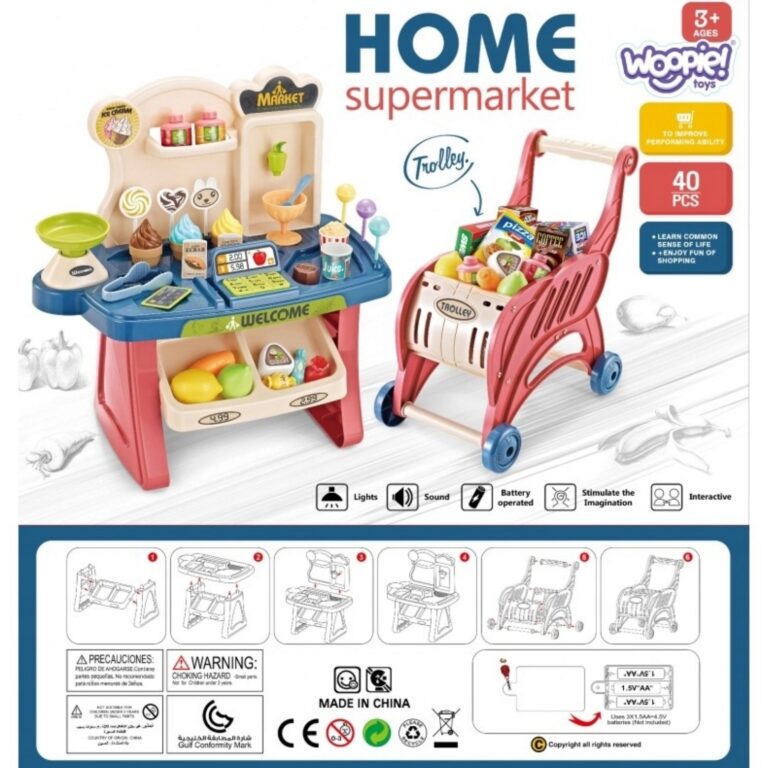 Sklep Supermarket Wózek na Zakupy Lody Słodycze + 40 elementów Joy4kids
